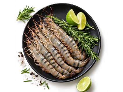Krevety black tiger 16/20 HOSO (neloupané, s hlavou) 1kg — Produktová fotografie